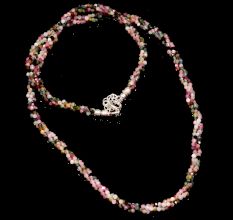 Multi Tourmaline Beaded Necklace, Three Layer Necklace for women, 925 Sterling silver jewelry